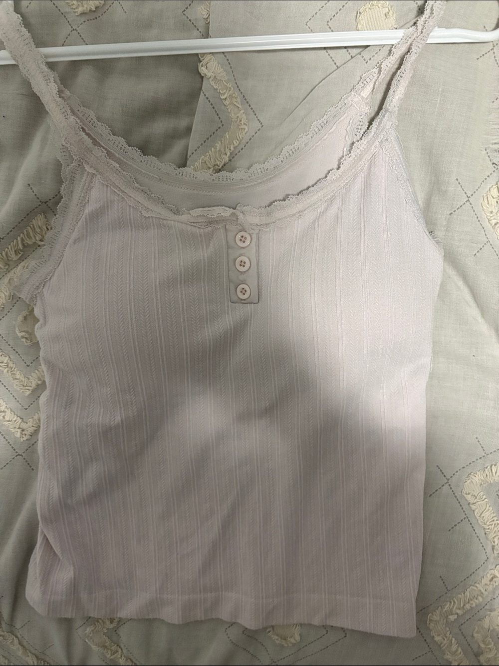 Women's Lace-Trim Ribbed Cami Tank Top - Light Pink